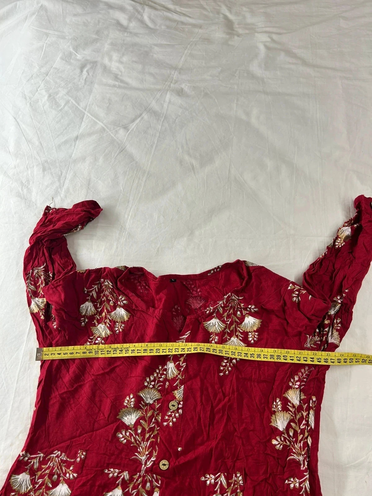 Vestido con estampado vintage rojo burdeos – photo 9